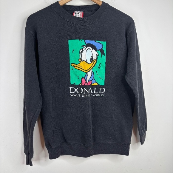 Vintage 90s Disney World Sweatshirt L Donald Duck Crewneck Retro Made in USA - Picture 1 of 8